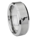 10mm Cormorant Beveled Edges Matte Grey Tungsten Carbide Mens Ring Engraved
