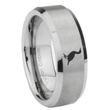 8mm Cormorant Beveled Edge Brushed Grey Tungsten Mens Ring
