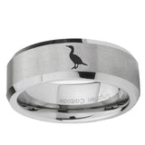 6, 8mm Cormorant Beveled Edge Brushed Grey Tungsten Mens Ring