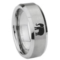 8MM Elephant Beveled Brushed Gray Tungsten Comfort Fit Ring