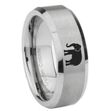 10mm Elephant Beveled Edges Matte Grey Tungsten Carbide Mens Ring Engraved