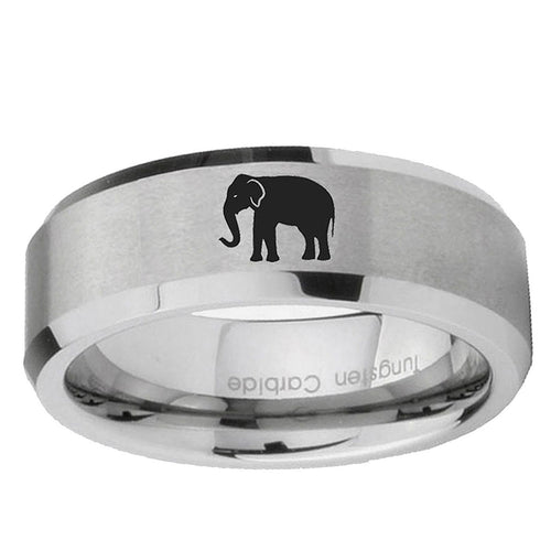 10mm Elephant Beveled Edge Matte Grey Tungsten Ring