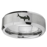 8mm-Hammerhead-Shark-Beveled-Edges-Silver-Tungsten-Carbide-Men's-Band-Ring