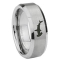 8MM Hammerhead Shark Beveled Brushed Gray Tungsten Comfort Fit Ring