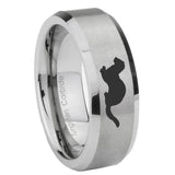 6, 8mm Otter Beveled Edge Brushed Grey Tungsten Mens Ring