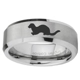 8mm-Otter-Beveled-Edges-Silver-Tungsten-Carbide-Men's-Band-Ring