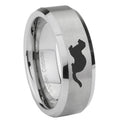 10mm Otter Beveled Edges Matte Grey Tungsten Carbide Mens Ring Engraved
