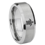 6, 8mm Sea Turtle Beveled Edge Brushed Grey Men's Work Rings