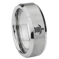 8MM Sea Turtle Beveled Brushed Gray Tungsten Mens Engagement Ring