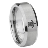 8mm Sea Turtle Beveled Edge Brushed Grey Men's Work Rings