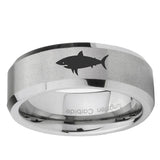 10mm Shark Beveled Edge Matte Grey Tungsten Ring