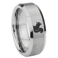 8MM Squirrel Beveled Brushed Gray Tungsten Engravable Ring