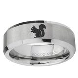 10mm Squirrel Beveled Edge Matte Grey Tungsten Ring
