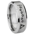 8MM Ocarina Songs Zelda Beveled Brushed Gray Tungsten Wedding Band