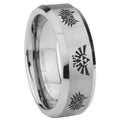8MM Zelda Majora's Mask Beveled Brushed Gray Tungsten Wedding Band