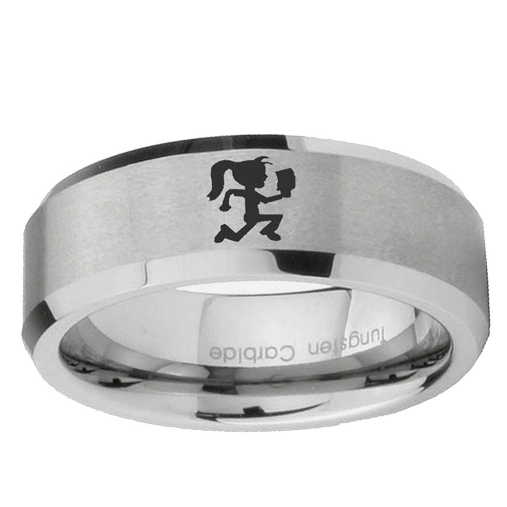 6MM Hatchet Woman Beveled Brushed Gray Tungsten Men And Women Ring