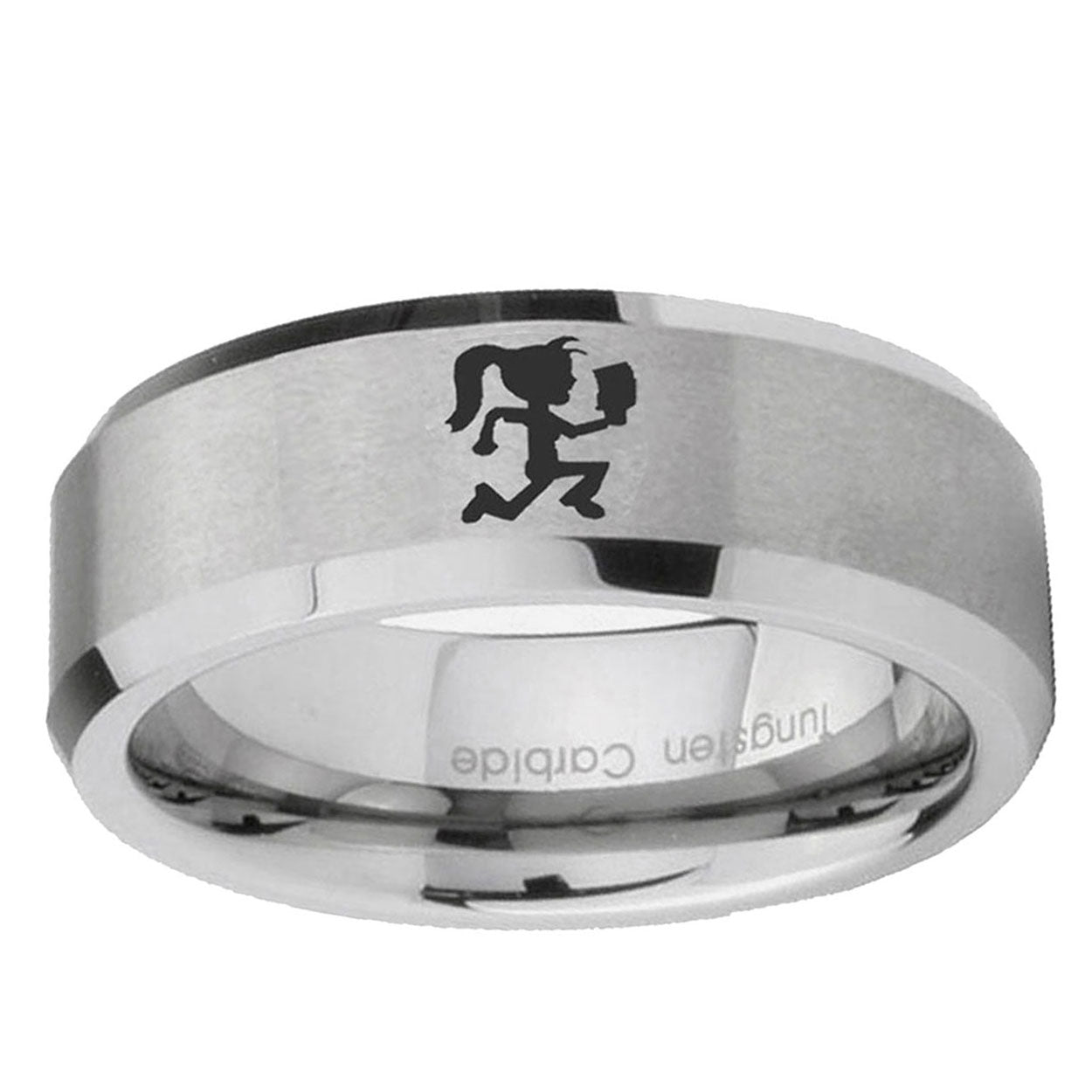10mm Hatchet Woman Beveled Edge Matte Grey Tungsten Ring