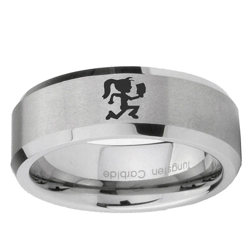 10mm Hatchet Woman Beveled Edge Matte Grey Tungsten Ring