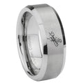 8MM LA Dogers MLB Baseball Beveled  Brushed Gray Tungsten Ring