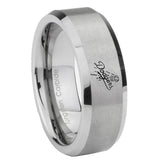 8mm LA Dogers MLB Baseball Beveled Edge Brushed Grey Tungsten Custom Ring for Men