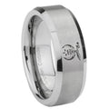 10mm Masonic Shriners Beveled Edges Matte Grey Tungsten Carbide Men's Wedding Ring