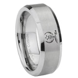 10mm Masonic Shriners Beveled Edges Matte Grey Tungsten Carbide Men's Wedding Ring