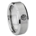 10mm Basketball Beveled Edges Matte Grey Tungsten Carbide Men's Promise Rings