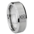 8MM Army Airborn Beveled Brushed Gray Tungsten Mens Promise Ring