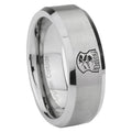 8MM Clone Trooper Beveled Brushed Gray Tungsten Man Wedding Band