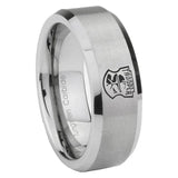 8mm Clone Trooper Bevel Edge Brushed Gray Tungsten Mens Wedding Band