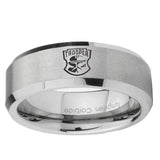 6mm Clone Trooper Bevel Edge Brushed Gray Tungsten Mens Wedding Band
