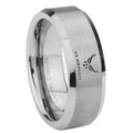 8MM US Air Force Beveled Brushed Gray Tungsten Ring For Him