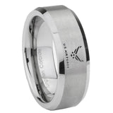 8mm Mirror Bevel Edges US Air Force Brushed Grey Tungsten Laser Engraved Ring