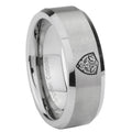 8MM Zelda Hylian Shield Beveled Brushed Gray Tungsten Wedding Rings