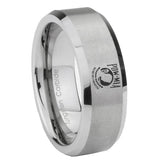 8mm Military Pow Bevel Edge Brushed Gray Tungsten Carbide Wedding Engagement Ring