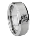 10mm Celtic Design Beveled Edges Matte Grey Tungsten Carbide Wedding Bands Ring