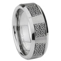 8MM Multiple Celtic Beveled Gray Tungsten Mens Casual Ring