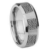 8mm Multiple Celtic Bevel Edge Brushed Gray Tungsten Wedding Engraving Ring