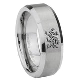 6, 8mm Dragon Beveled Edge Brushed Grey Tungsten Custom Ring for Men