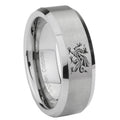 8MM Dragon Beveled Brushed Gray Tungsten Promise Ring For Men