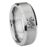 10mm Dragon Beveled Edges Matte Grey Tungsten Carbide Men's Wedding Ring