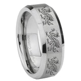 8mm Multiple Dragon Bevel Edge Brushed Gray Tungsten Wedding Engagement Ring