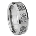 8MM Multiple Dragon Celtic Beveled Brushed Gray Tungsten Wedding Band