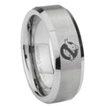 8MM Ghostbusters Beveled Brushed Gray Tungsten Male Wedding Band