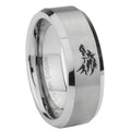 10mm Wolf Beveled Edges Matte Grey Tungsten Carbide Wedding Engagement Ring
