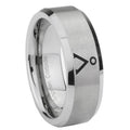 10mm Stargate Beveled Edges Matte Grey Tungsten Carbide Men's Bands Ring