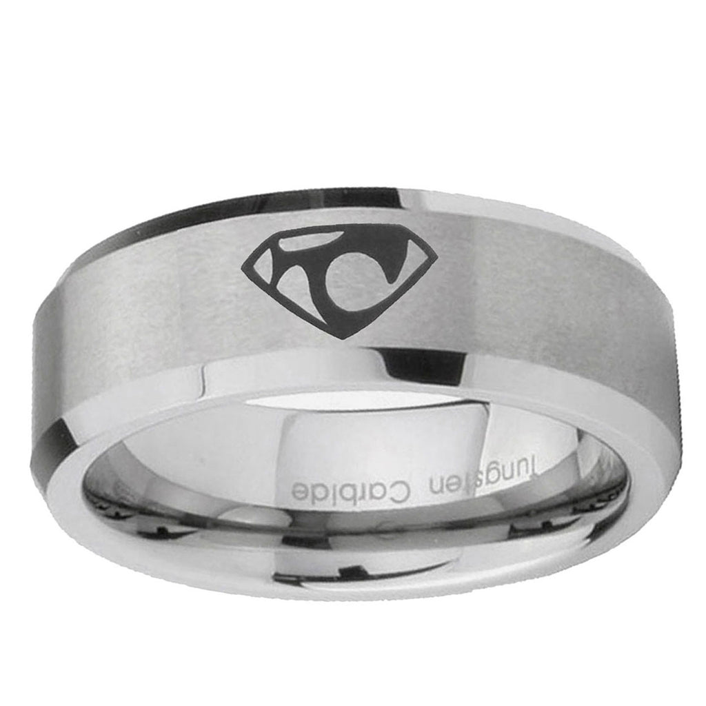 6MM House of Van Beveled Brushed Gray Tungsten Personalized Ring