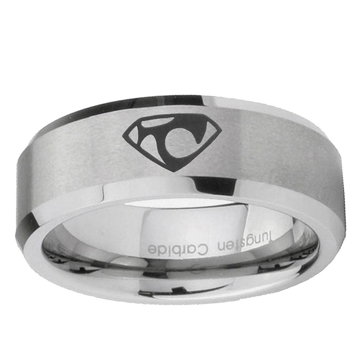 10mm House of Van Beveled Edge Matte Grey Tungsten Ring