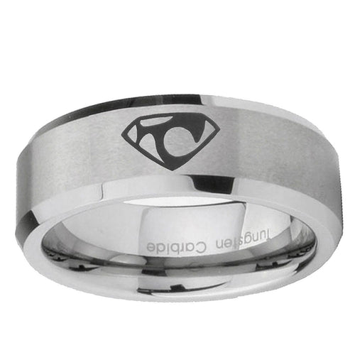10mm House of Van Beveled Edge Matte Grey Tungsten Ring