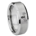 8MM Spider Beveled Brushed Gray Tungsten Promise Ring For Him